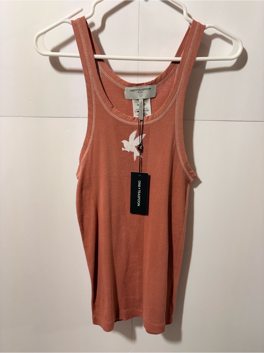 ONE TEASPOON Women's Rust Tank Top with Dove Graphic large